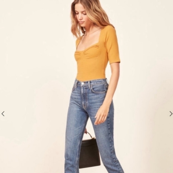 Reformation Alicia Yellow Ribbed Top - Picture 2 of 5